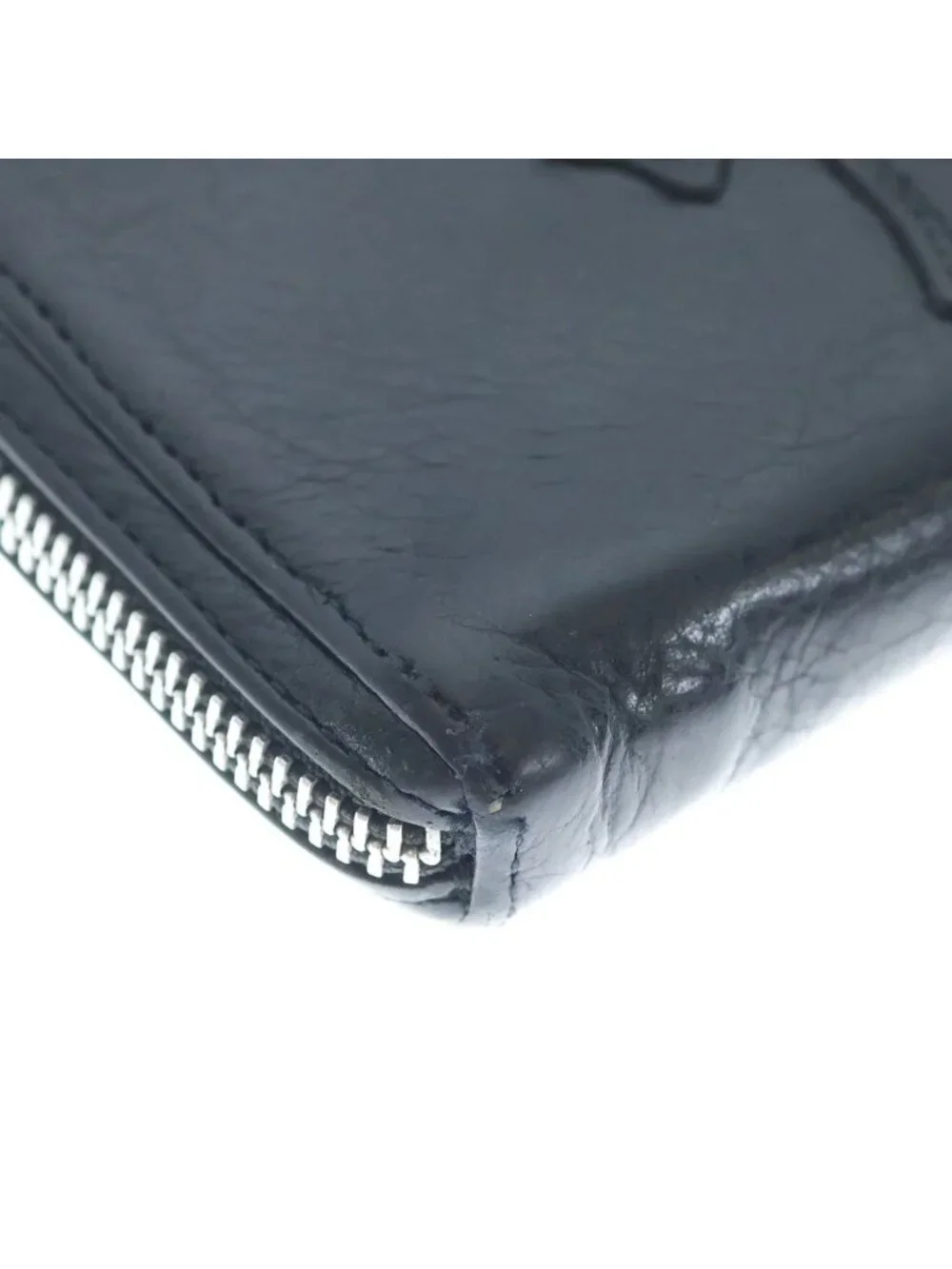 Chrome Hearts Rec Zip 3 Cross Round Zip Leather Wallet Black